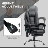 Vinsetto Heated Massage Office Chair with 6-Point Vibration, 135° Recline & Footrest – Black PU Leather