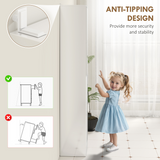 kleankin Tall Bathroom Cabinet with Mirror Door – Narrow Storage with Adjustable Shelves, High Gloss White