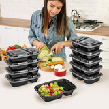 Vinsani 20 Pack Meal Prep Containers, 2 Compartments, 30oz with Airtight Lids – Microwave & Freezer Safe