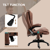 Executive Reclining Office Chair with Heated Massage, Padded Headrest & Swivel – Height Adjustable, Brown