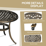 Outsunny 60cm Round Garden Side Table with Hollow Top – Cast Aluminium Frame, Adjustable Feet, Bronze