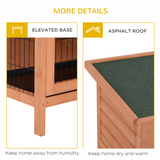 2-in-1 Wooden Rabbit Hutch with Asphalt Roof, 4 Doors & Removable Trays – Small Animal Cage, Orange
