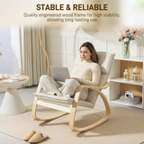 HOMCOM High Back Relax Rocking Chair with Padded Seat & Linen-Feel Fabric – Cream White