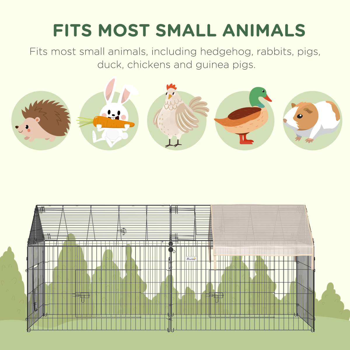 PawHut Outdoor Pet Shelter with Weather Cover, Two Doors & Ground Stakes – Portable Pet Cage