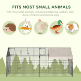 PawHut Outdoor Pet Shelter with Weather Cover, Two Doors & Ground Stakes – Portable Pet Cage