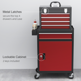 HOMCOM 5 Drawer Rolling Tool Cabinet with Top Tool Chest Combo – Steel Garage & Workshop Storage