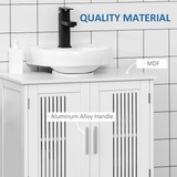 kleankin Under Sink Bathroom Cabinet with 2 Slatted Doors and Movable Shelf – Vanity Unit, White MDF