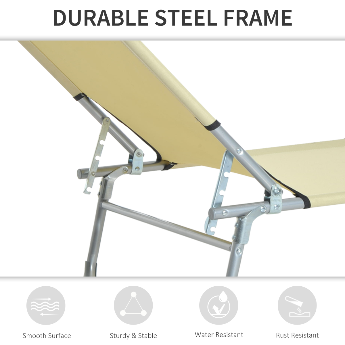 Outsunny Folding Camping Cot & Sun Lounger with 4-Level Adjustable Back – Portable Camp Bed for Festivals