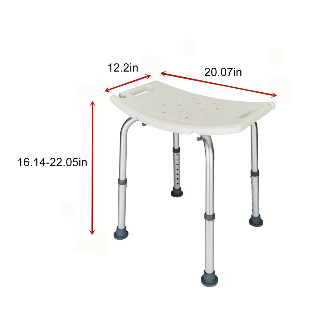 Height-Adjustable Aluminium Bath & Shower Chair – Tool-Free Assembly, White