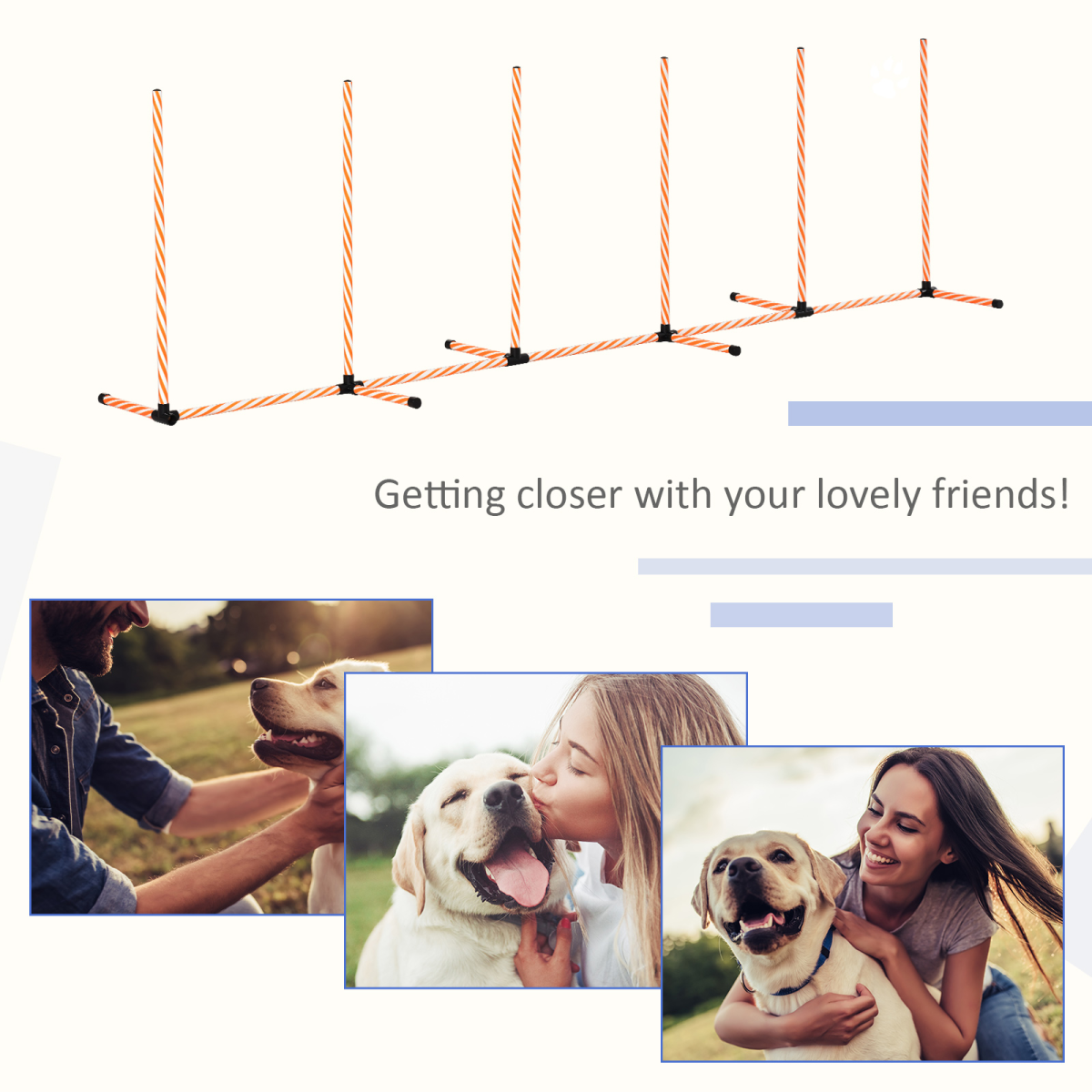 Pawhut Dog Agility Weave Poles Training Set with Whistle & Carry Bag – Slalom Obstacle Course Equipment