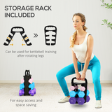 Dumbbell Set with Storage Rack, 18kg Total (2 x 1kg, 2 x 3kg, 2 x 5kg) – Home Gym Hand Weights, Pink, Blue & Purple