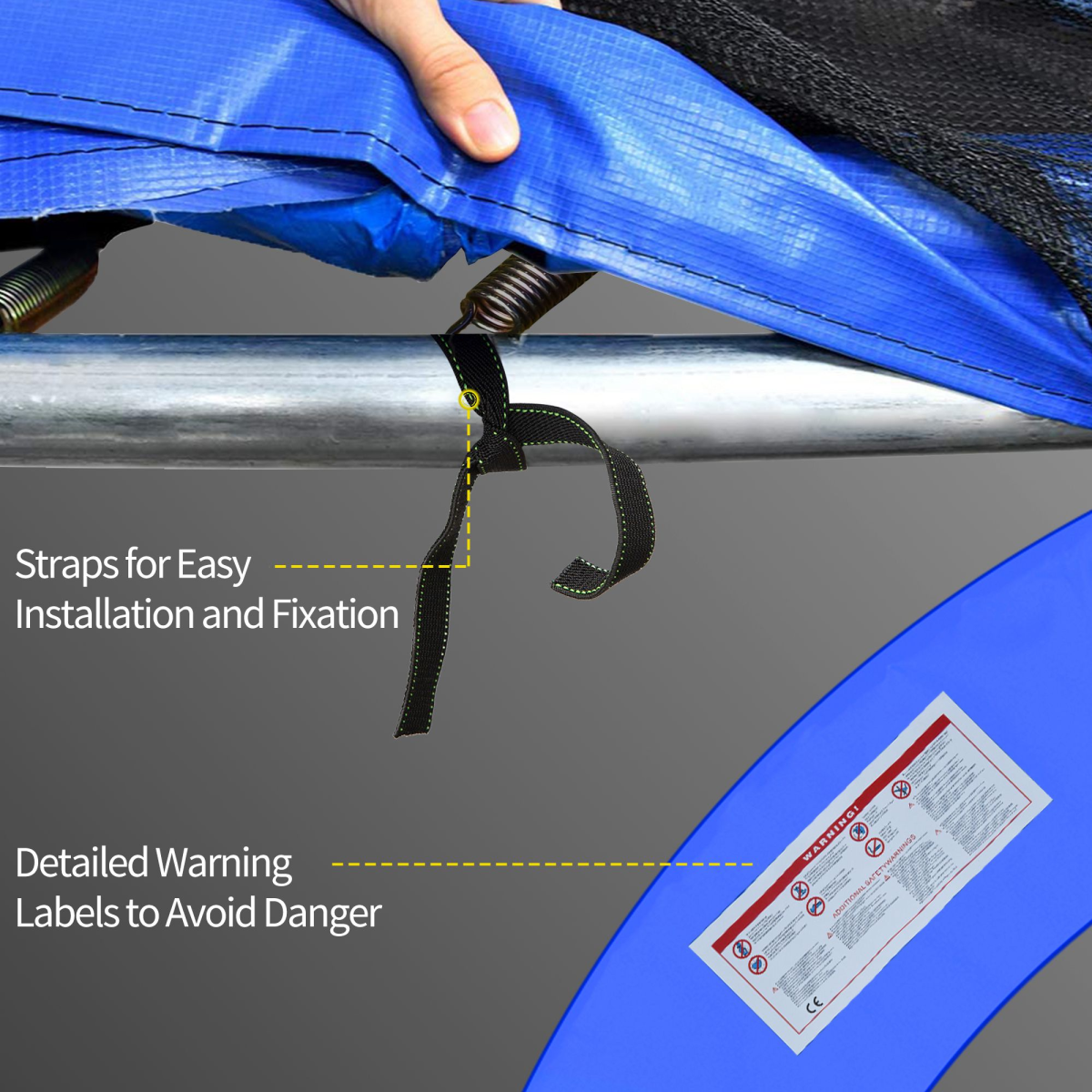 HOMCOM 8ft Trampoline Pad with 500D PVC Top & EPE Foam – Replacement Safety Surround Spring Cover