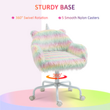 Vinsetto Fluffy Faux Fur Unicorn Desk Chair with Armrests – Padded Swivel Chair for Bedrooms & Playrooms
