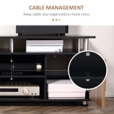 HOMCOM TV Cabinet Media Console with Cupboards, Shelves & Cable Management – Living Room Unit, Black & Walnut