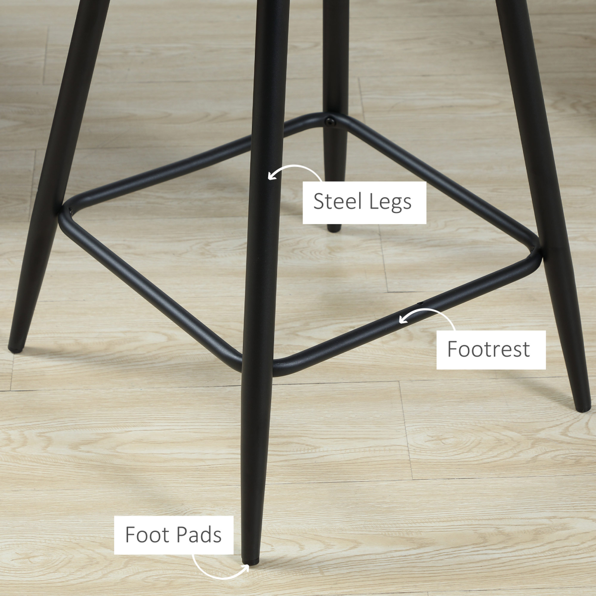 HOMCOM Set of 2 Velvet-Touch Bar Stools with High Backs, Armrests & Footrest – Counter Height Bar Chairs, Blue