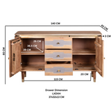 Wilton Acacia Wood Sideboard with 2 Doors & 3 Drawers – Hand-Crafted Dining & Living Room Storage