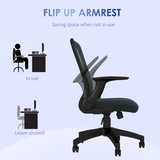 Vinsetto Mesh Office Chair with Flip-Up Arms & Tilt Function – Charcoal Grey
