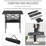 Aluminium Roll-Top Folding Camping Table with Mesh Storage Bag – Portable Picnic Table, Black