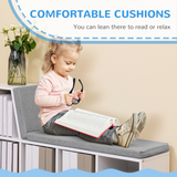 2-Tier Modern Bookcase with Removable Cushions – Storage & Bench Seat for Offices and Kids' Rooms, White