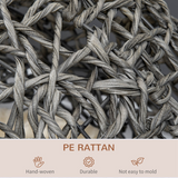 PawHut Elevated Rattan Cat House with Cushion – Kitten Basket Pet Bed with Door, Silver-Tone and Grey