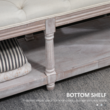 HOMCOM 2-Tier Button-Tufted Bed End Bench with Storage – Cream White Vintage Style