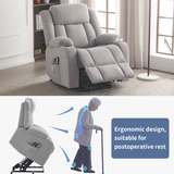 Electric Riser Recliner Chair with 8-Point Massage & Heat – Grey Fabric Lift Chair for Less Mobile Users