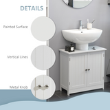 HOMCOM Under-Sink Bathroom Vanity Cabinet with Two Shelves – Pedestal Sink Storage, Wooden