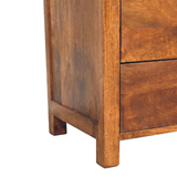 Artisan Furniture Solid Wood Aspen Tallboy with 5 Drawers – Chestnut Finish Chest, Dark Brown