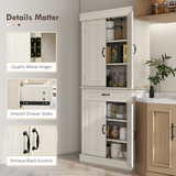 HOMCOM 180cm Kitchen Pantry Storage Cabinet with Drawer & Double Doors – Food Organiser, White