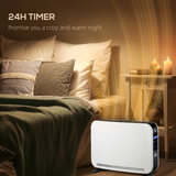HOMCOM Portable Convector Heater with 24H Timer and 3 Heat Settings – Freestanding Room Heater, White
