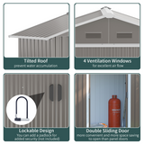 Outsunny 6.5 x 3.5ft Metal Garden Shed with Double Sliding Door and Sloped Roof – Outdoor Storage, Grey