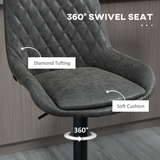 HOMCOM Set of 2 Adjustable 360° Swivel Bar Chairs with Footrest – Kitchen Island Seating, Grey