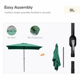 Outsunny 3x2m Patio Parasol with Tilt & Crank Handle, 6 Ribs, UV-Resistant Canopy – Garden Sun Shade, Green