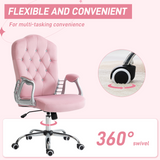 Vinsetto Velvet-Feel Office Chair with Diamanté Back & Adjustable Tilt – Pink Desk Chair