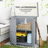 Outsunny Garden Storage Bench with Stainless Steel Worktop, Double Doors & Inner Shelves – Grey Fir Wood Cabinet