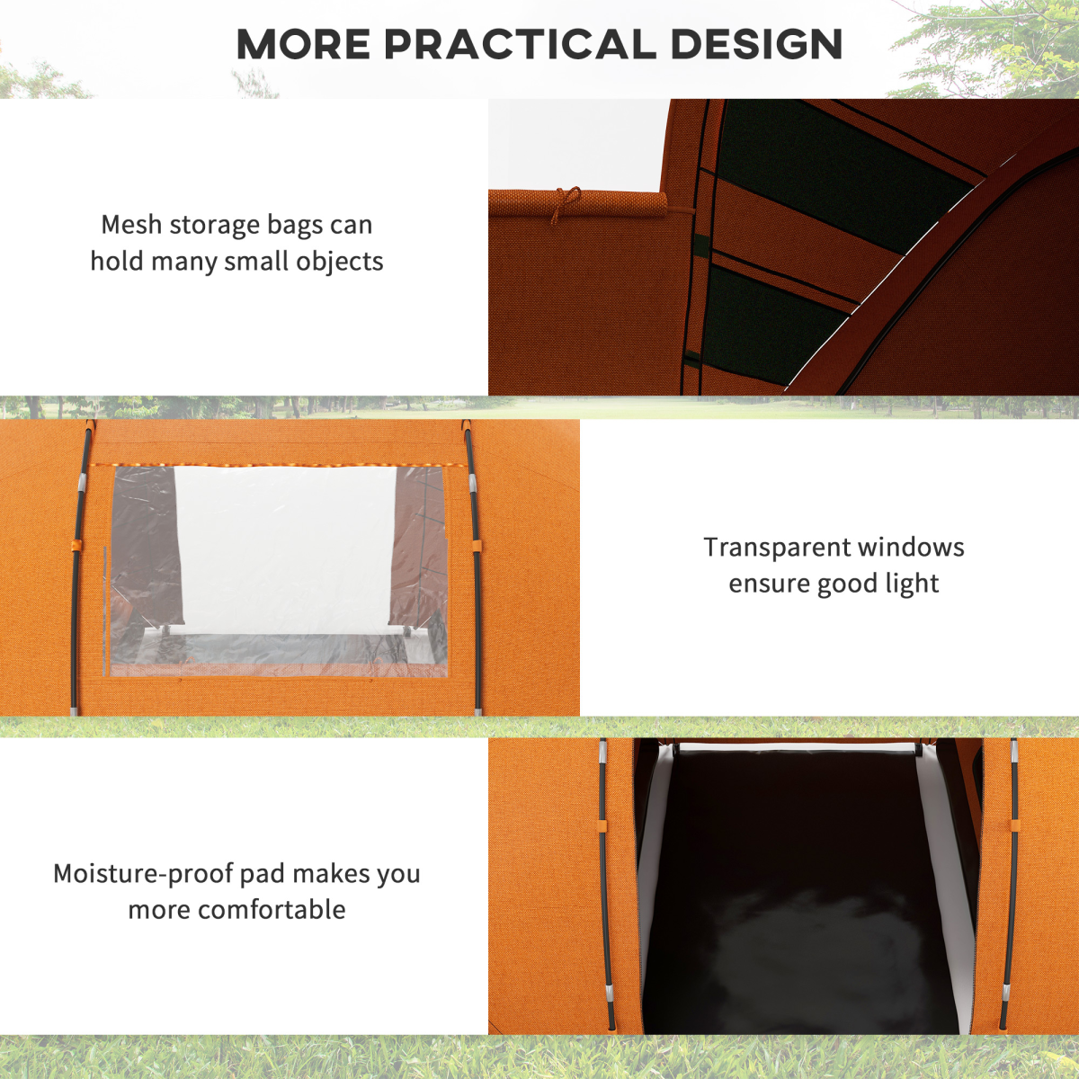 Outsunny 4–6 Person Dome Camping Tent with Mesh Windows – Family Tent for Camping, Hiking & Fishing, Orange