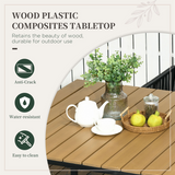 Outsunny 5 Piece Rattan Dining Set with 4 Armchairs & Wood-Effect Table – Space-Saving Cube Garden Furniture