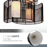HOMCOM Flush Mount Chandelier with 2 Crescent Wire Shades and Glass Lightshades – Modern Ceiling Light
