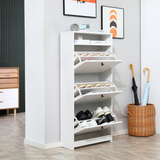 3-Drawer Shoe Storage Cabinet with Flip-Down Drawers – Holds 18 Pairs, Slim Hallway Organiser, White