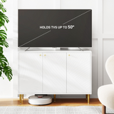 HOMCOM White Sideboard with Adjustable Shelves & Cupboard Storage – Multi-Use Storage Cabinet