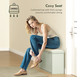 Shoe Storage Bench with Cushioned Seat & 2 Drawers for 10 Pairs – 104cm Hallway Shoe Cabinet, Green and Beige