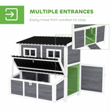 PawHut Wooden Chicken Coop with Nesting Box & Pull-Out Tray for 4-6 Chickens, 100 x 86 x 100cm, Light Grey