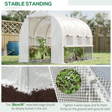 Walk-In Tunnel Greenhouse with Galvanised Steel Frame, Roll-Up Doors & Windows – UV-Protective PE Cover, White