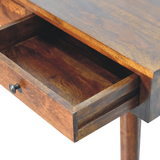 Artisan Furniture Solid Mango Wood Chestnut Hallway Console Table with 2 Drawers, Dark Brown