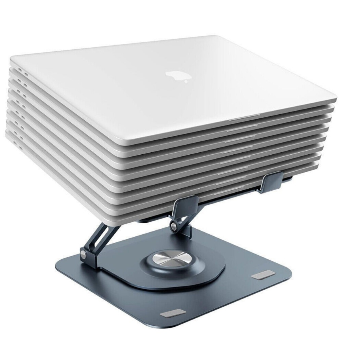 Foldable Metal Laptop & Tablet Stand with 360° Rotation – Adjustable Riser, Silicone Pad, 8kg Load
