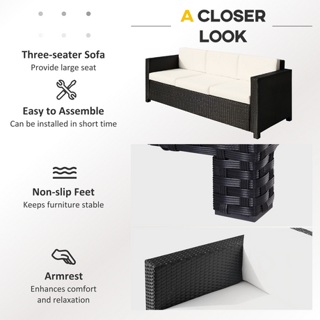 Outsunny Black Rattan Sofa feet detail