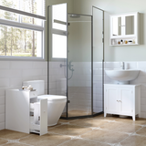 HOMCOM Slim Bathroom Floor Cabinet with Large Drawer & Storage Compartments – White