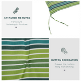2 Piece Striped Patio Bench Swing Chair Cushion Set, 120 x 50cm – Double Seat Garden Cushions, Green