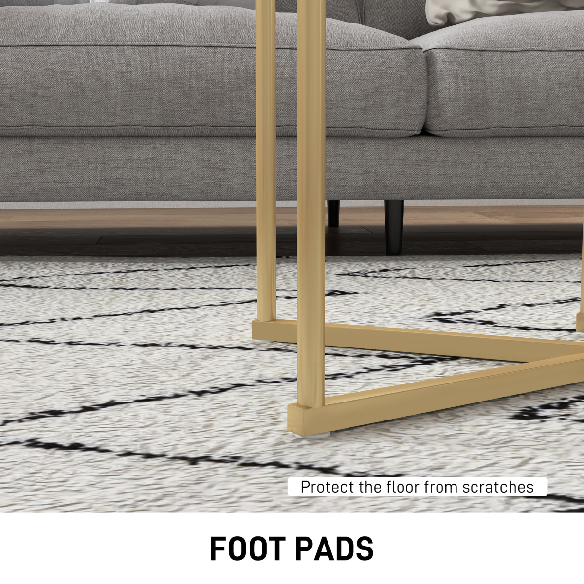 HOMCOM Nesting Coffee Table Set of 2 with Marble-Effect Tops and Gold-Tone Metal Frame – Living Room Side Tables
