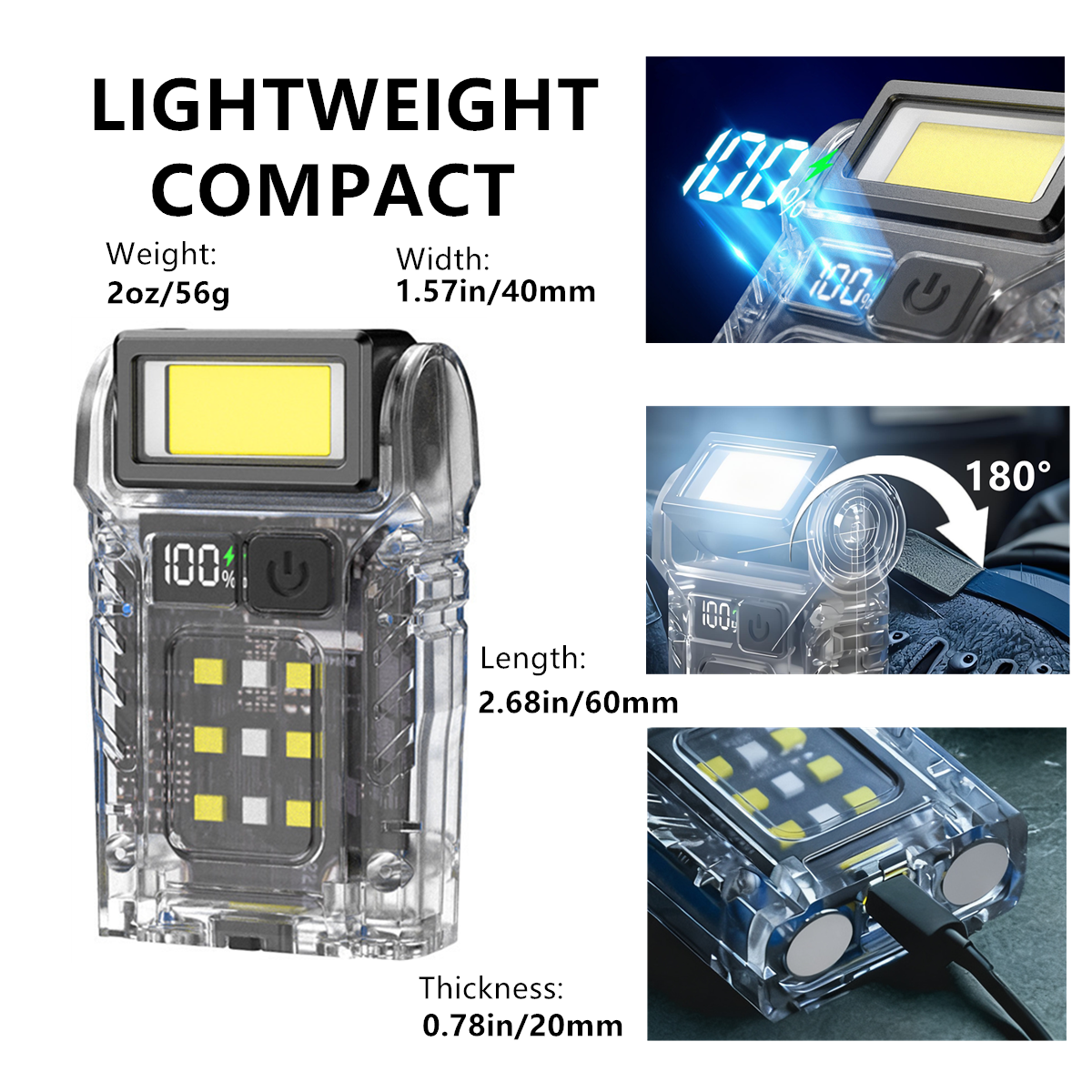 USB Rechargeable LED Flashlight with 7 Lighting Modes – Magnetic Mini Torch for Camping, Hiking & Emergency Use